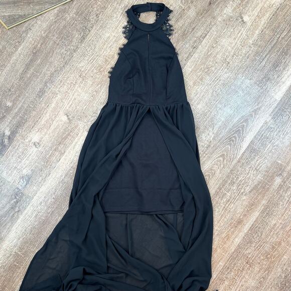 Lulus My Beloved Black Maxi Dress Lace Detail Halter Top - Picture 4 of 9